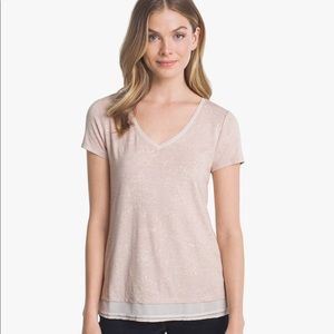 WHBM SHORT-SLEEVE GLITTER FLORAL PRINTED TEE- XL